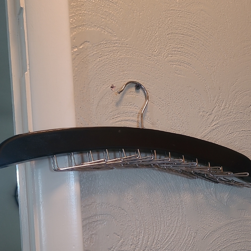 Black Wooden Hanger with Metal Clips